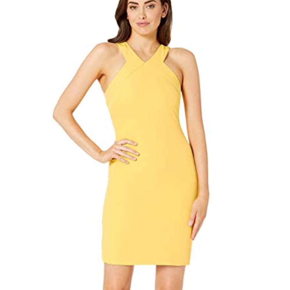 Laundry by Shelli Segal Halter Yellow Cocktail Dress